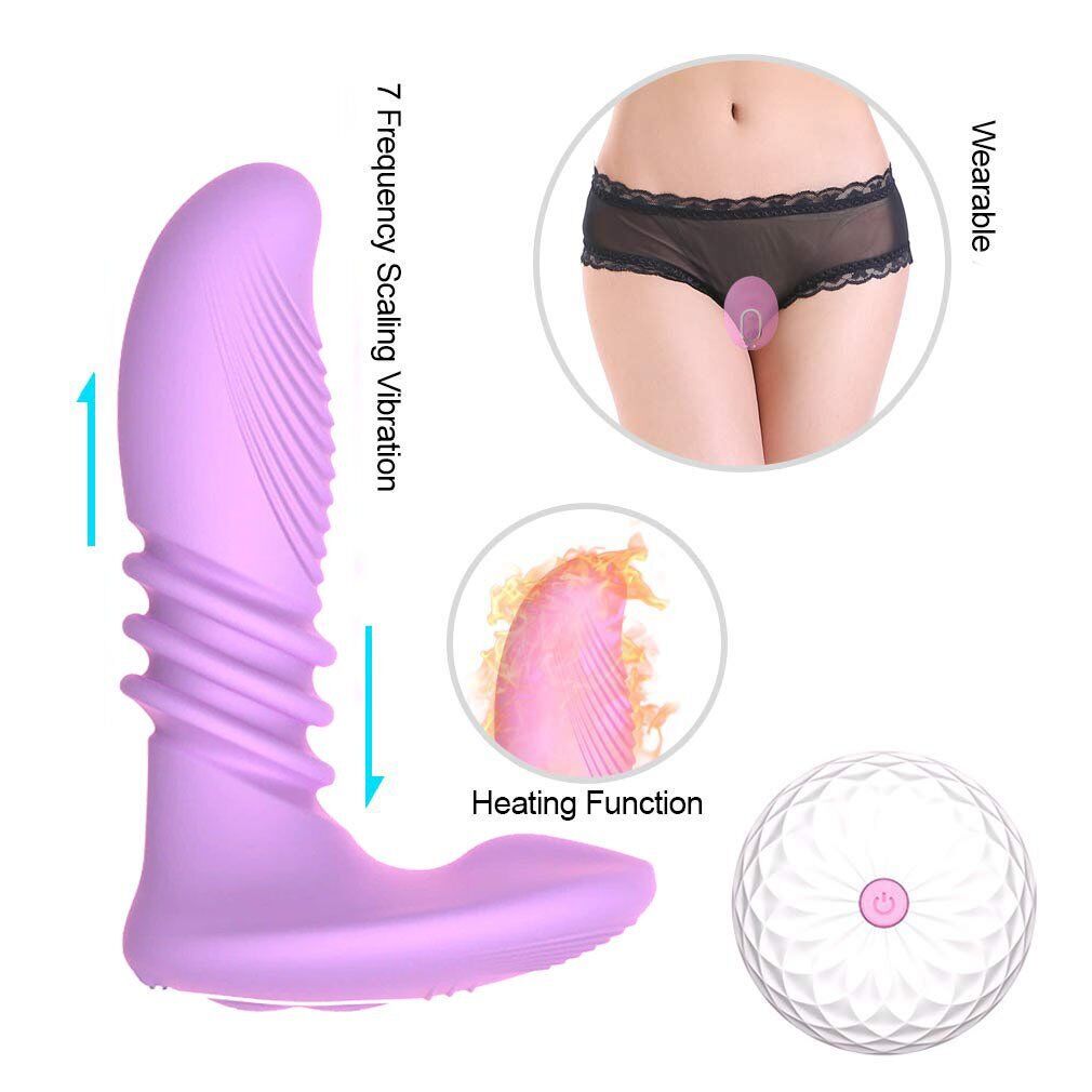 Wireless Remote Control Vibrating Thrusting Stroking Clit G-spot Vibrator Dildo