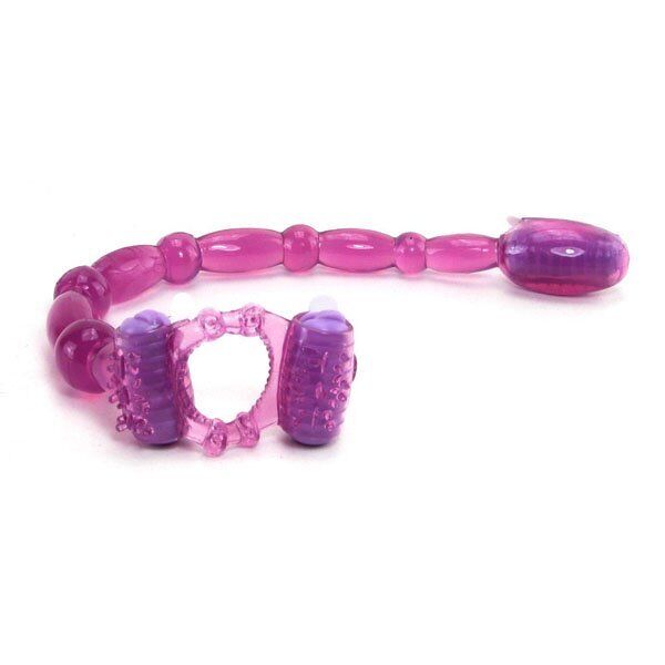 Better Sex Lover Orgasm Sex Toys Vibrating Penis Cock Ring + Anal Beads Vibes