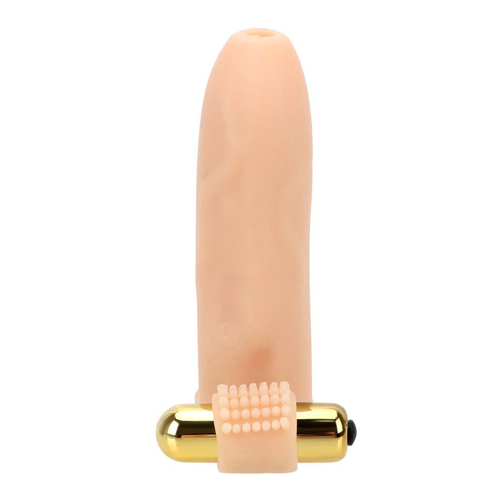 Realistic Vibrating Penis Extension Girth Enhancer Sleeve Cock and Ball Ring