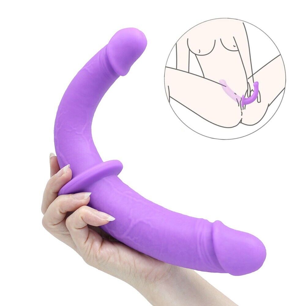Silicone Bendable Strapless Strap-on Double End Dildo Sex-toy for Women Lesbian