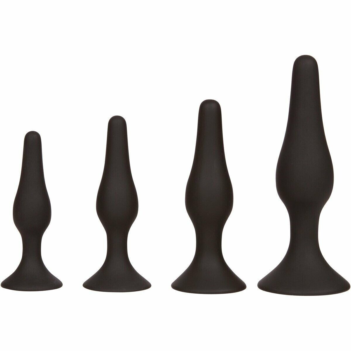 4PC Smooth Silicone Anal Play Sex Toy Butt Plug Anal Trainer Dildo Set Kit