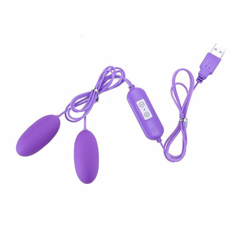 USB Powered Vibrating Double Dual Egg Bullet Clit Anal G-spot Vibe Vibrator