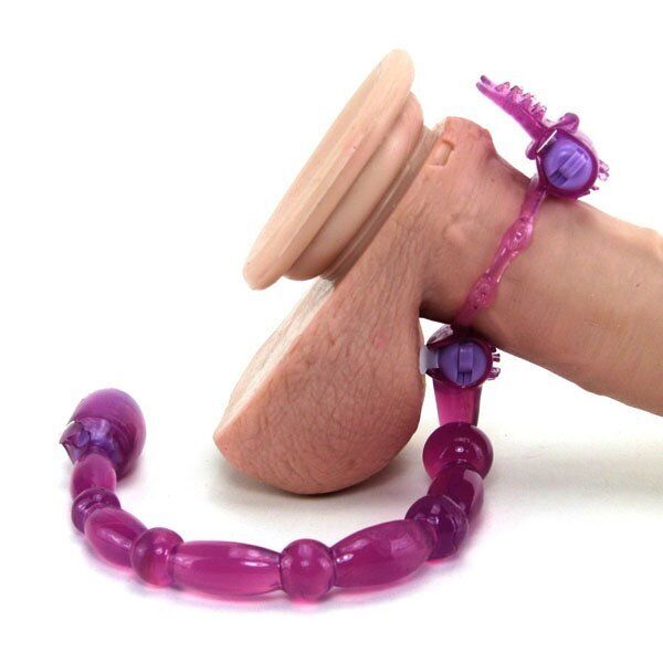 Better Sex Lover Orgasm Sex Toys Vibrating Penis Cock Ring + Anal Beads Vibes