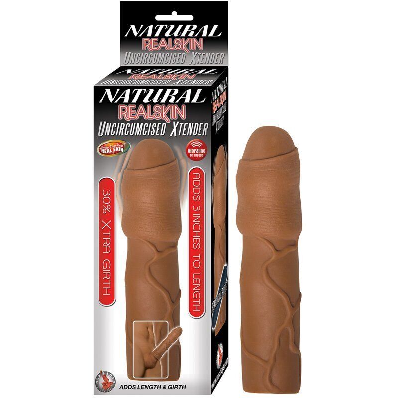 Vibrating Uncircumcised Add 3" Black Cock Penis Extender Extension Xtender
