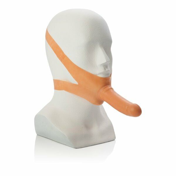 Accommodator Latex Dong Dildo Cock Oral Sex Accessory Chin Strap-on Sex Toy
