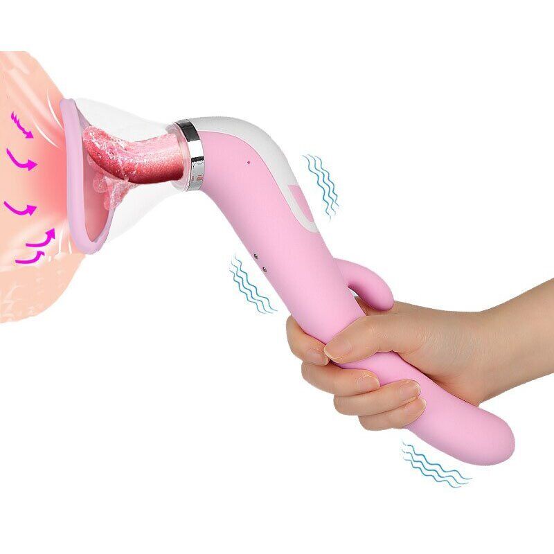 Automatic Tongue Oral Sex Clit Nipple Vaginal Pussy Pump Sucker G-spot Vibrator