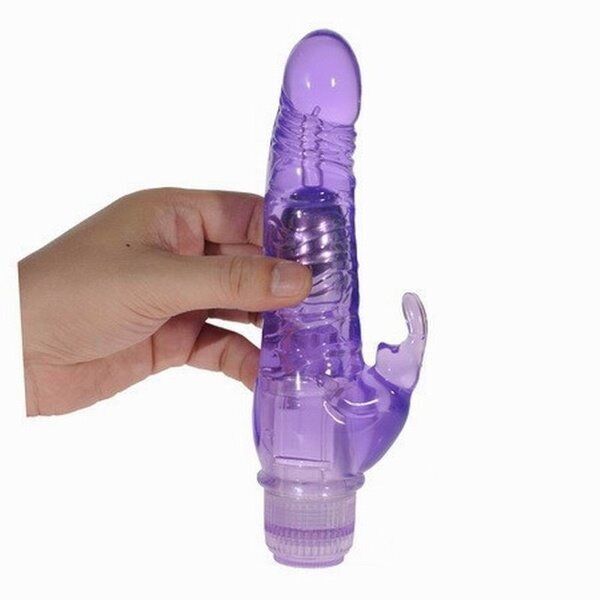 Realistic Jelly Clit G-spot Dual Stimulator Rabbit Vibrator Dildo Female Sex Toy