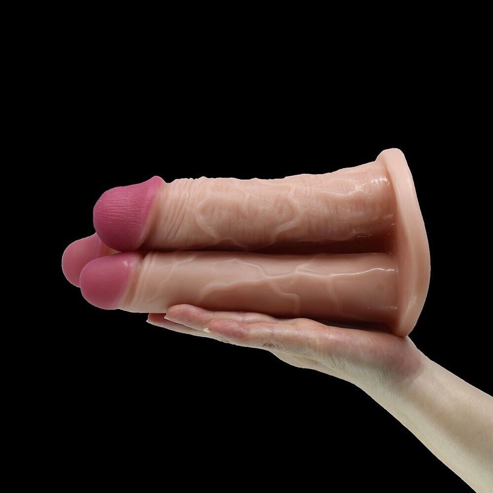 Huge Realistic Triple 3 Heads Dildo Dong Penis Cock Handsfree Suction Cup