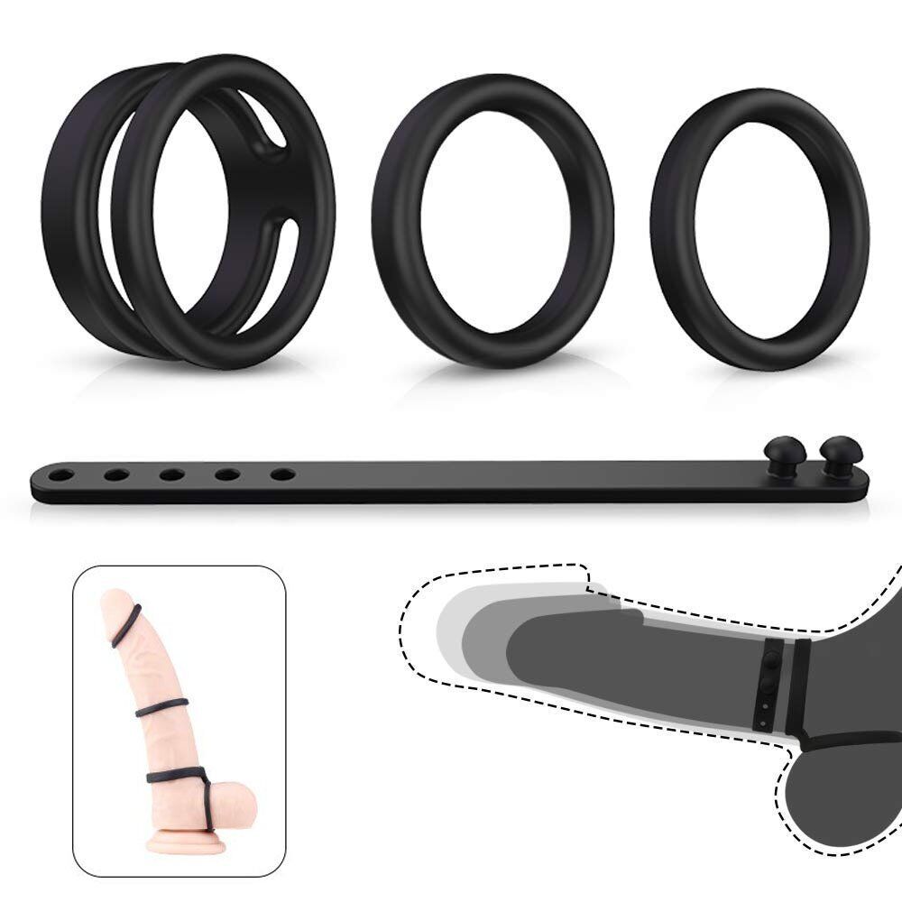 Silicone Male Penis Cock Balls Ring Set Prolong Delay Sex Toys for Men Couples