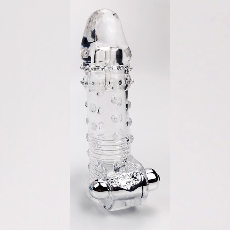 Vibrating Male Penis Extension Extender Cock Ring Sleeve Girth Enhancer Enlarger