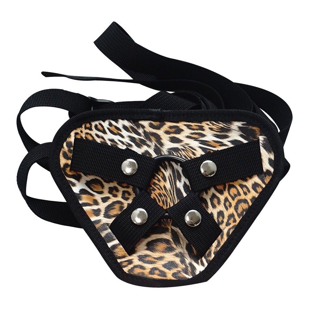 Leopard Print Adjustable Universal Strap-on Harness with O Rings Sex Toys