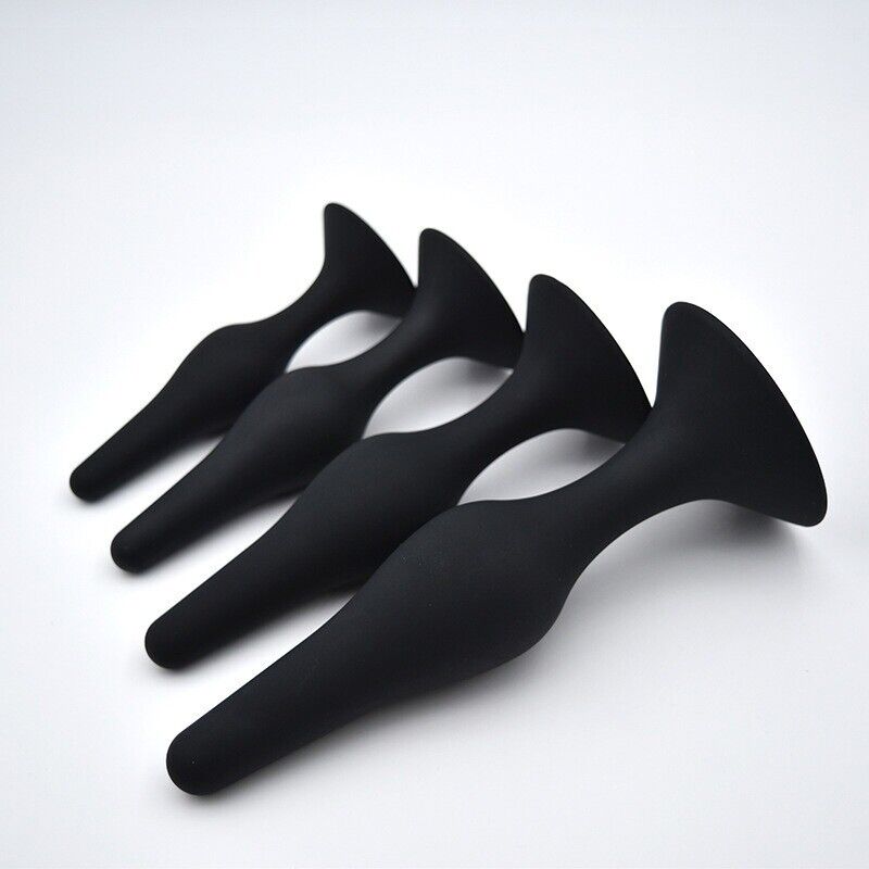 4PC Smooth Silicone Anal Play Sex Toy Butt Plug Anal Trainer Dildo Set Kit