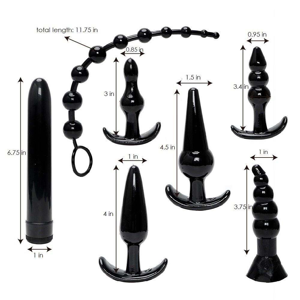 7 Piece Anal Play Kit Anal Trainer Beads Butt Plug Vibrator Sex Toys for Couples