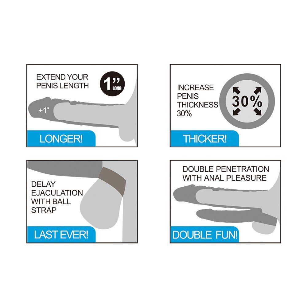 Vibrating Double Penetration Penis Extension Sleeve DP Anal Sex Toys for Couples