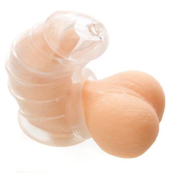 Detained Soft Clear Male Body Chastity Cage Penis Erection Restriction