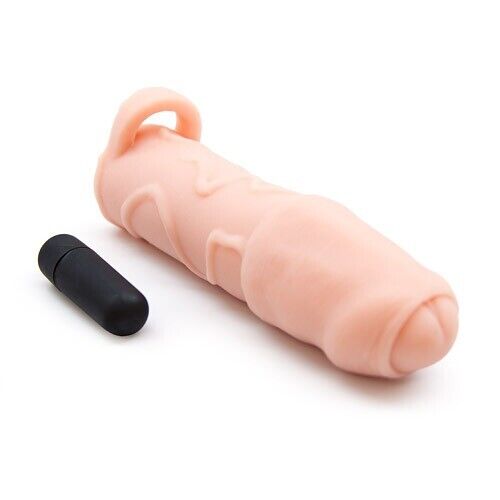 Vibrating Uncircumsized Uncut Cock Penis Extension Extender Sleeve Add 3"