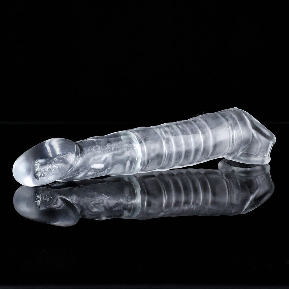 Add2.5" Clear Penis Extension Sleeve Extender Cock Cage Sheath Enlarger Enhancer