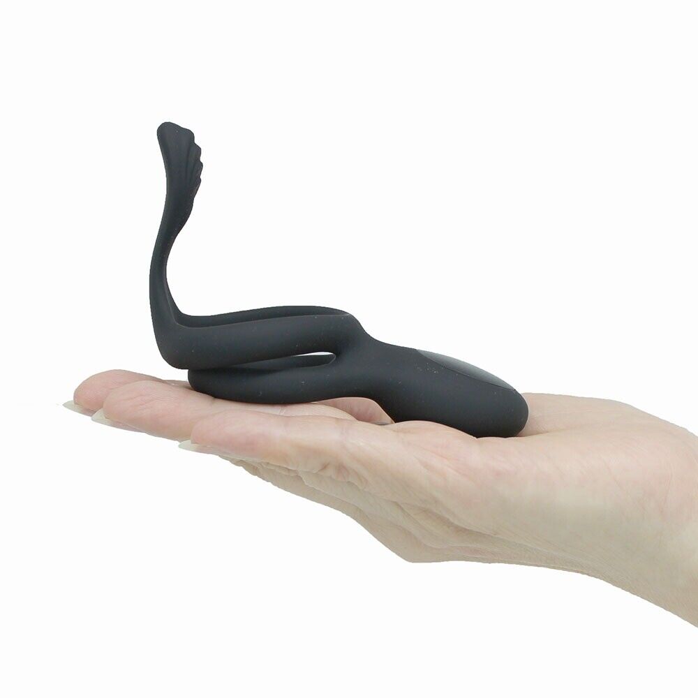 Wireless Remote Control Vibrating Dual Cock Ball Ring with Clit Anal Stimulator