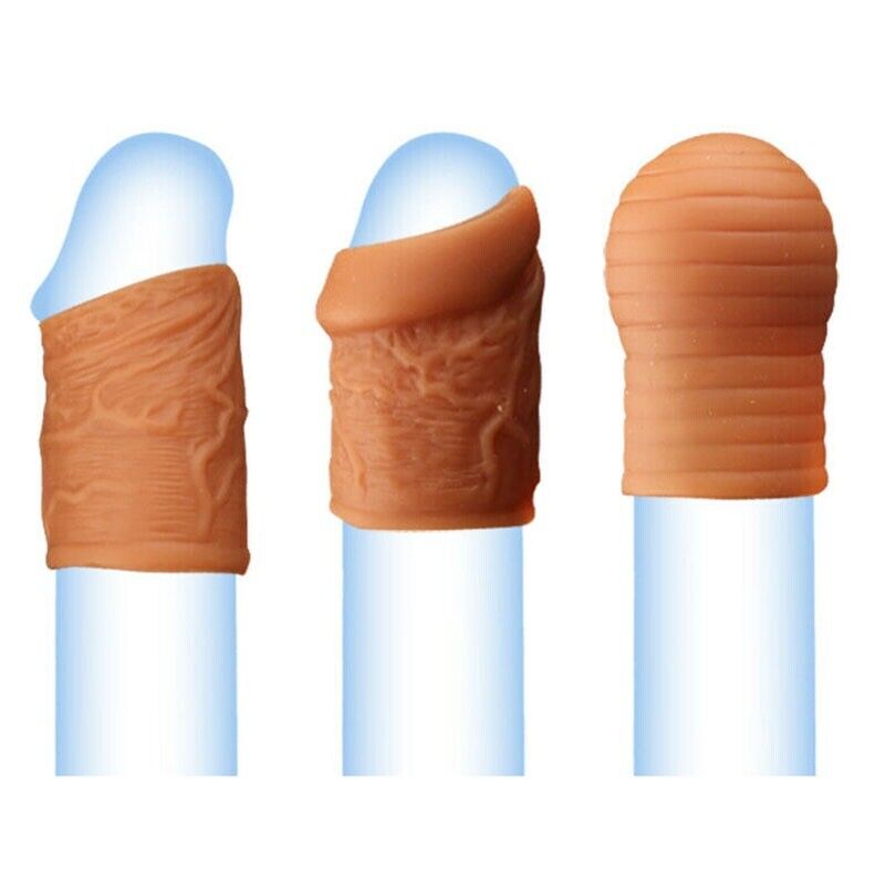 Silicone Foreskin Penis Cock Ring Prolong Delay Premature Ejaculation Enhancer