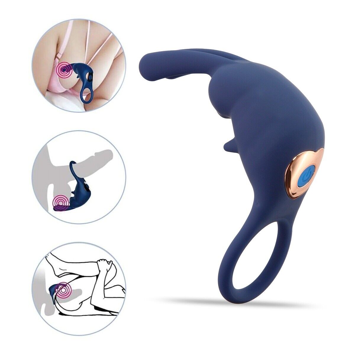 Rechargeable Vibrating Penis Cock Ring Enhancer Sex-toys for Men Women Couples