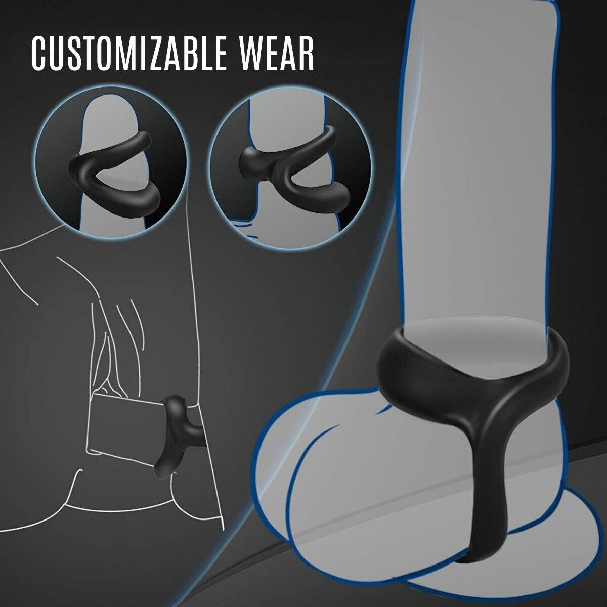 Ultra Soft Stretchy Thick Liquid Silicone Male Penis Enhancer Cock Balls Ring