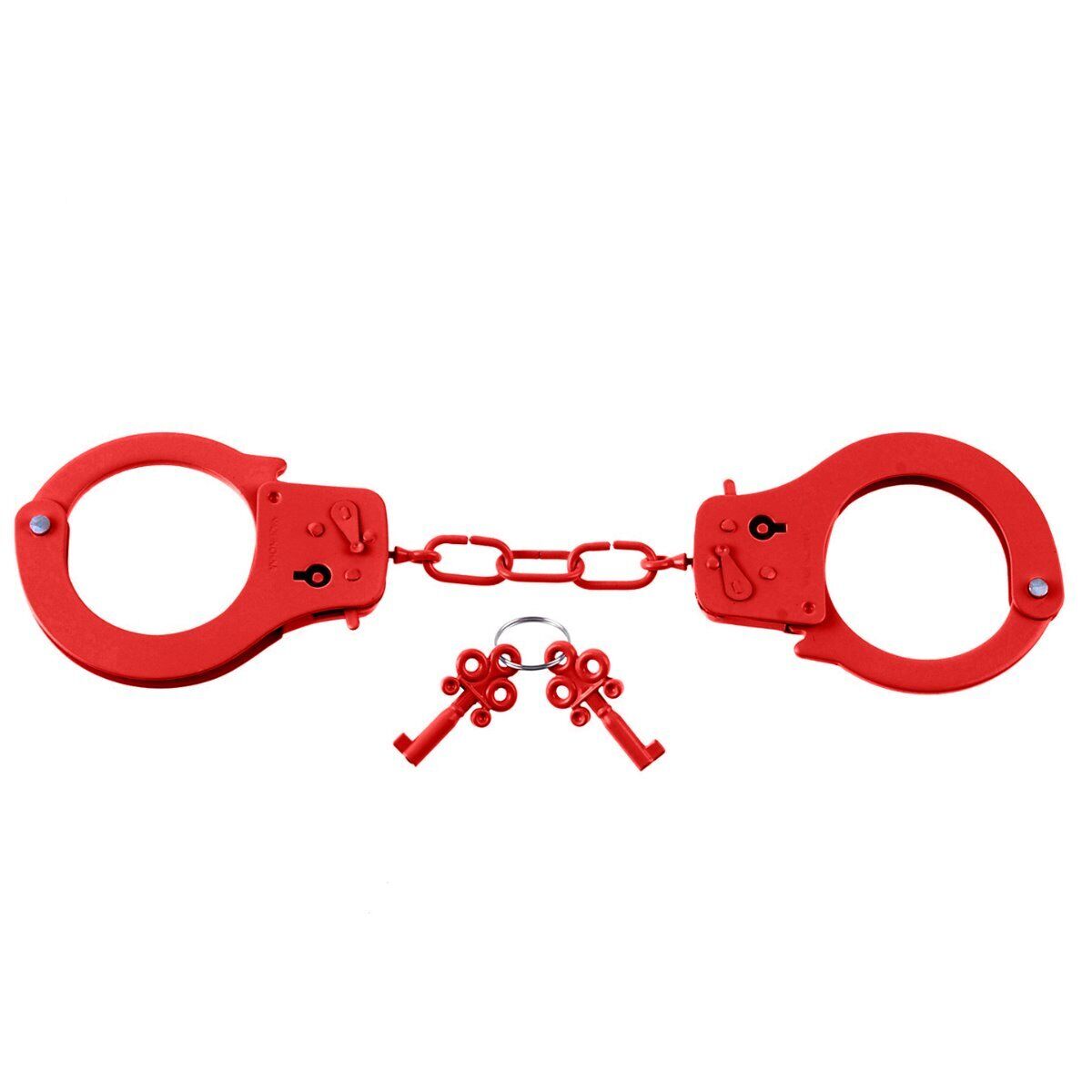 Red Steel Metal Handcuffs Restraints Wrist Cuffs Not for Professional Use