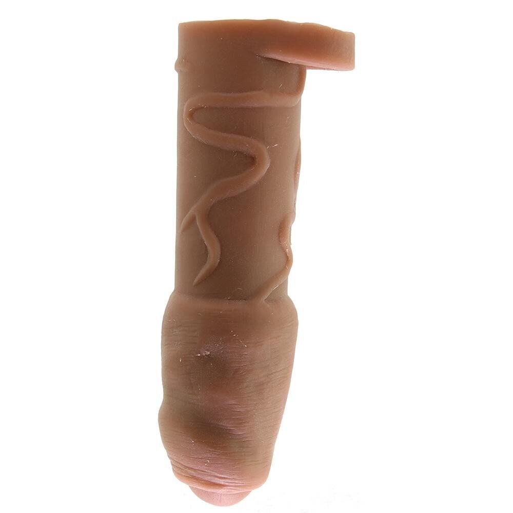 Vibrating Black Uncircumsized Uncut Cock Penis Extension Extender Sleeve Add 3"