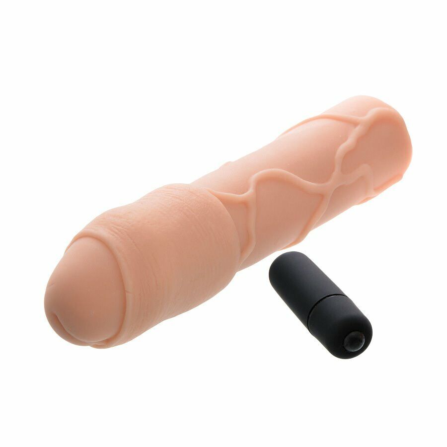 Vibrating Uncircumcised Add 3" Cock Penis Extender Extension Xtender Sleeve