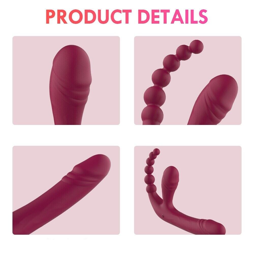 Vibrating Silicone Strapless Strap-On Anal G-spot Dildo Vibe Sex-toy for Lesbian