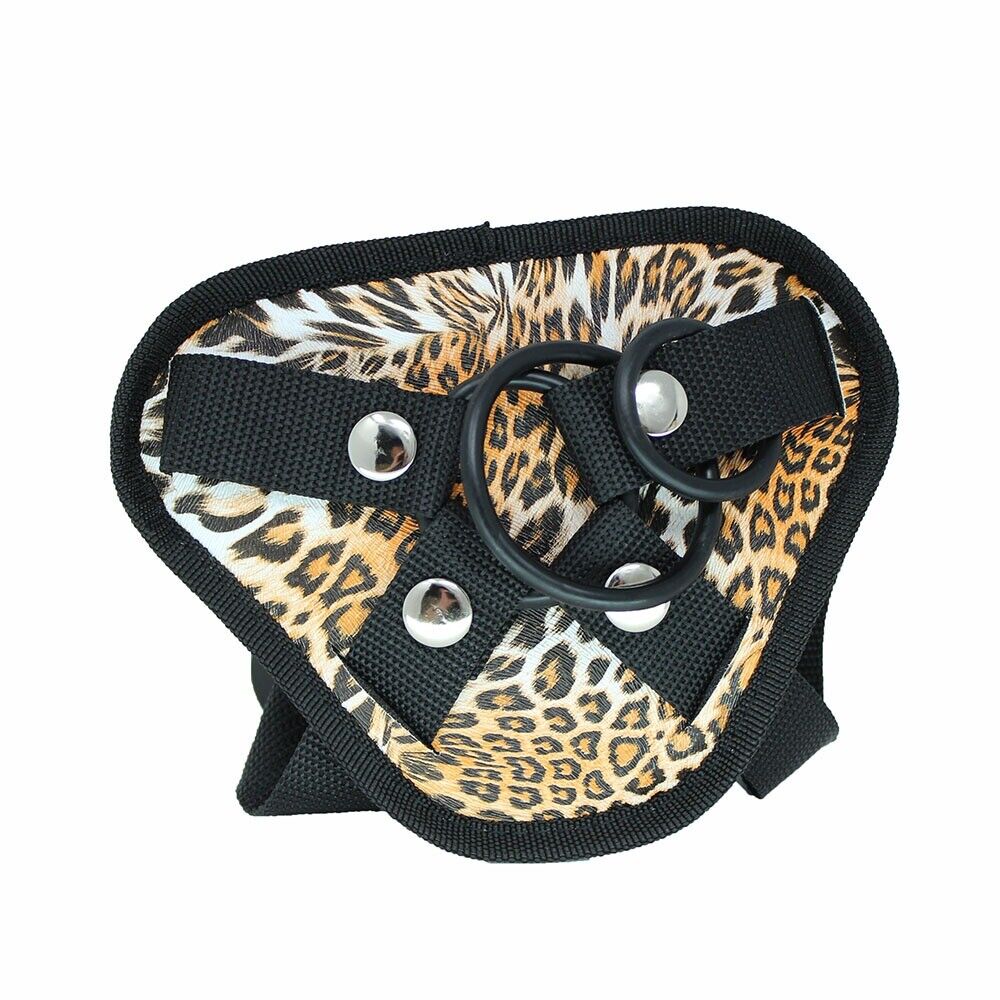 Leopard Print Adjustable Universal Strap-on Harness with O Rings Sex Toys