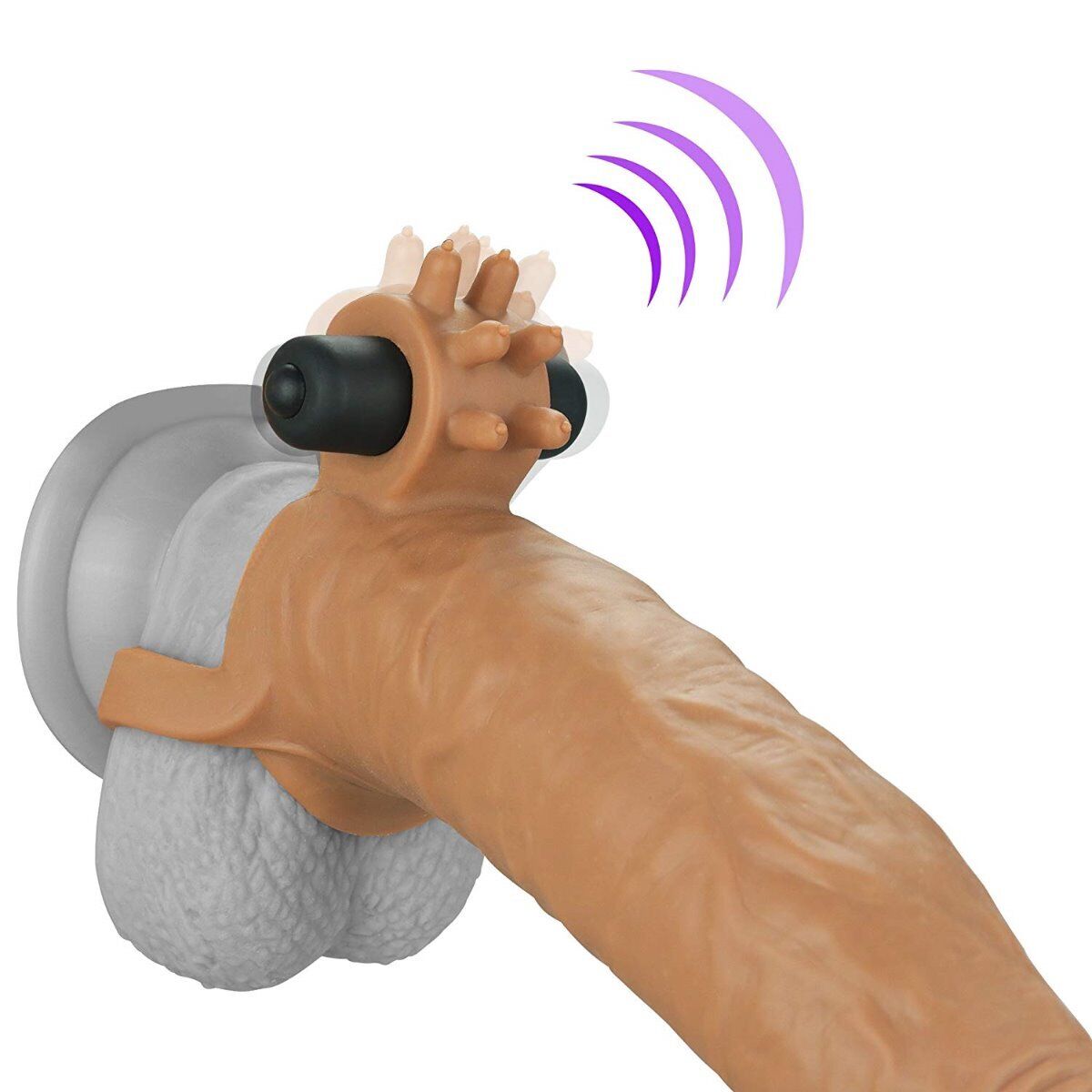 Add 2" Cock Length Vibrating Black Penis Extender Extension Sleeve Sheath