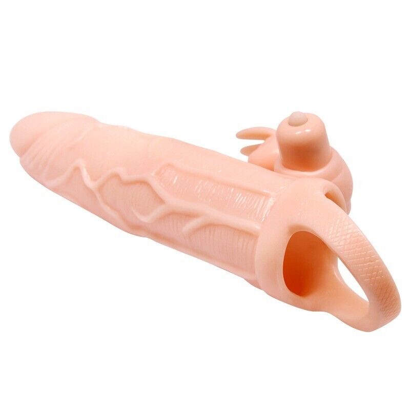 Add 1.5" Vibrating Thick Cock Penis Extension Sleeve Extender Sheath Enhancer