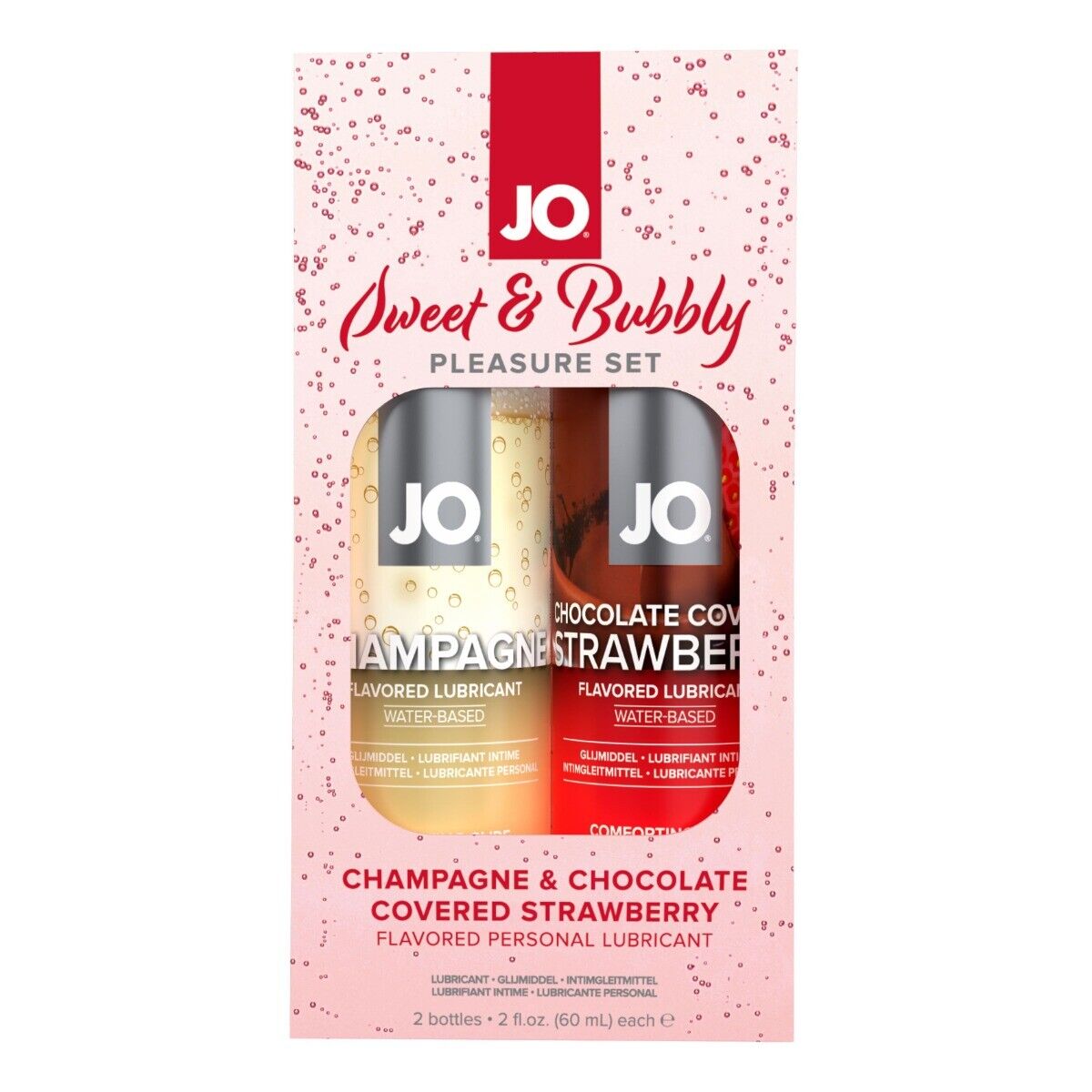Jo Sweet & Bubbly Pleasure Set Champagne Strawberry Flavored Personal Lubricant