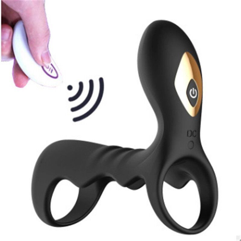 Wireless Remote Control Vibrating Penis Sleeve Cock Ring Cage Enhancer