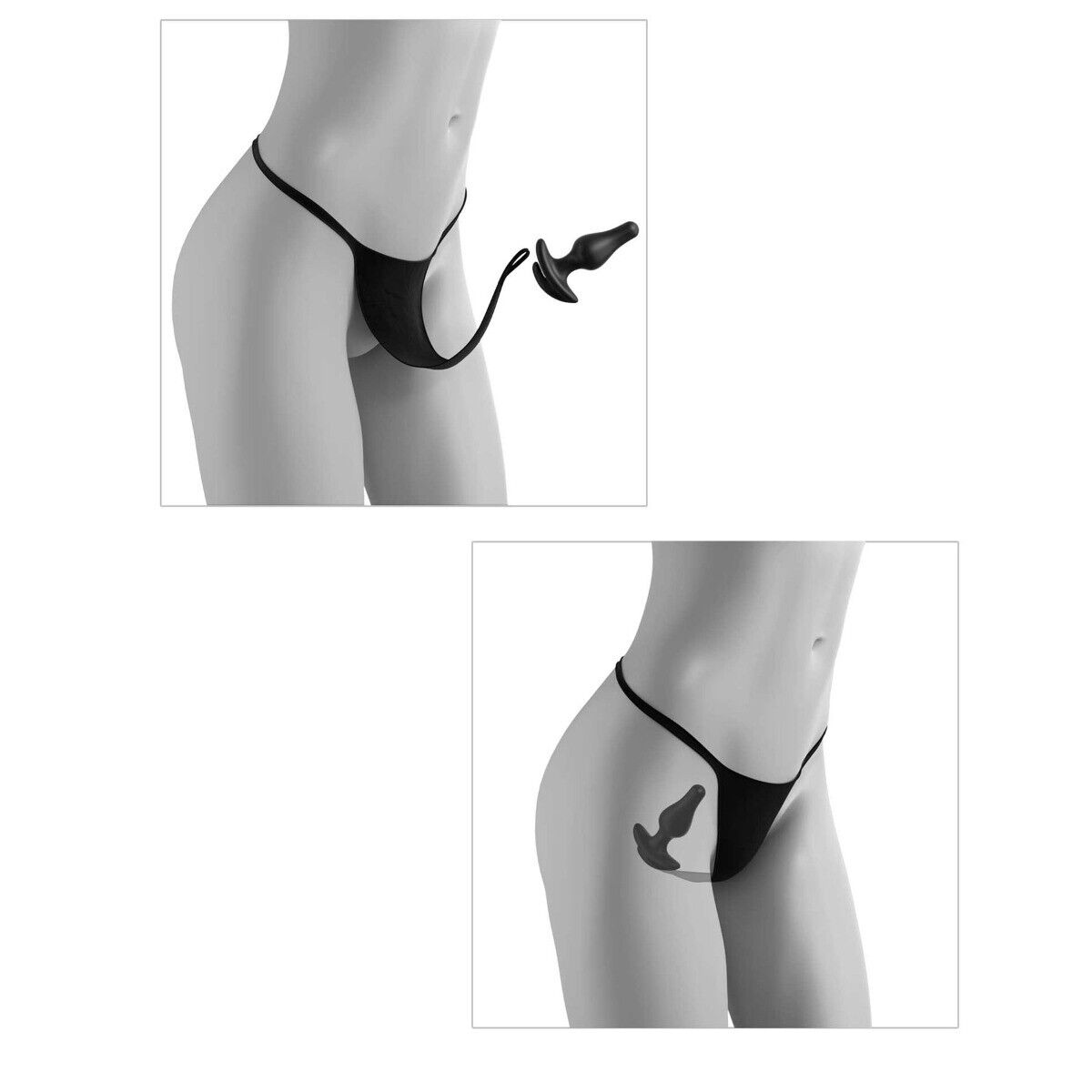 Hookup Love Garter Crotchless Panties and Wearable Anal Butt Plug XL -2XL