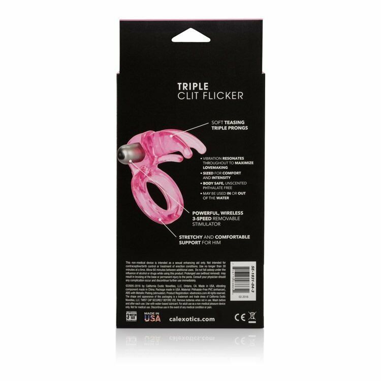Triple Clit Flicker Vibe Vibrating Love Penis Cock Ring Sex-toys for Men Couple