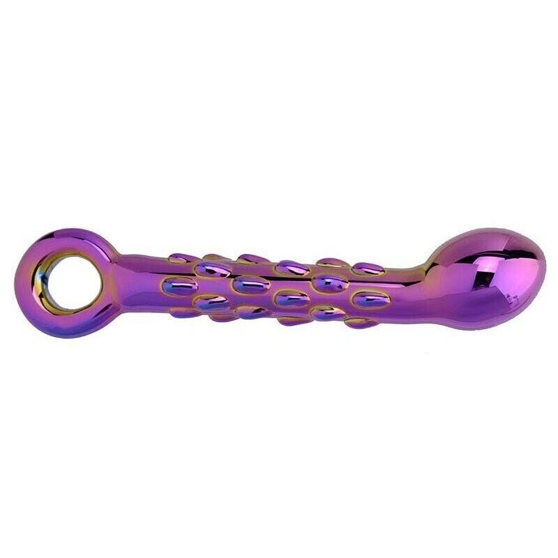 Rainbow Glass G Spot Dildo Anal Butt Plug Prostate Massager Probe Sex Toys