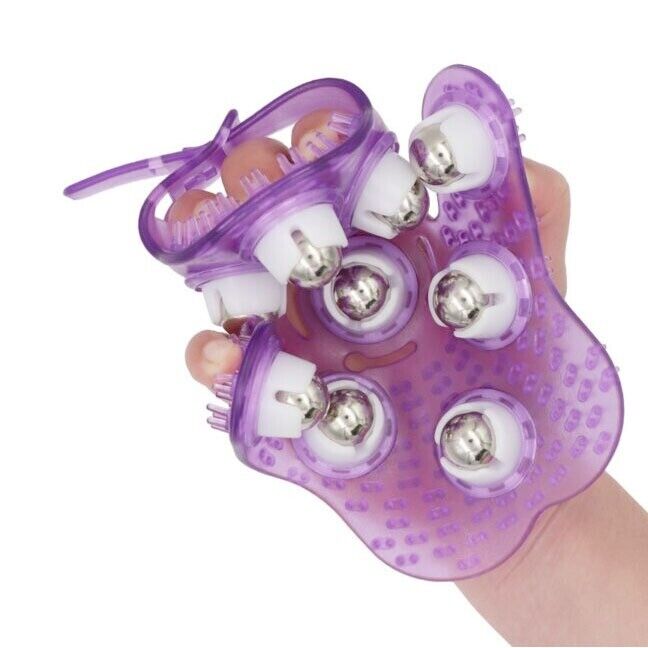 2x Hand Held 360-degree Roller Balls Full Body Massager Glove