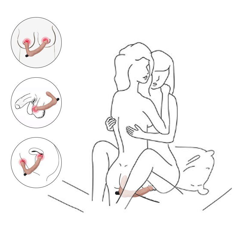 Rechargeable Strapless Strap Ons Double Ended Dildo Dong Vibe Lesbian Sex-toys