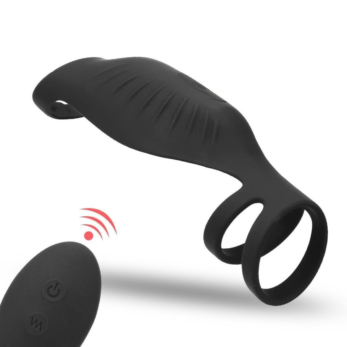 Wireless Vibrating Triple Cock Ring Penis Extension Sleeve Girth Enlarger