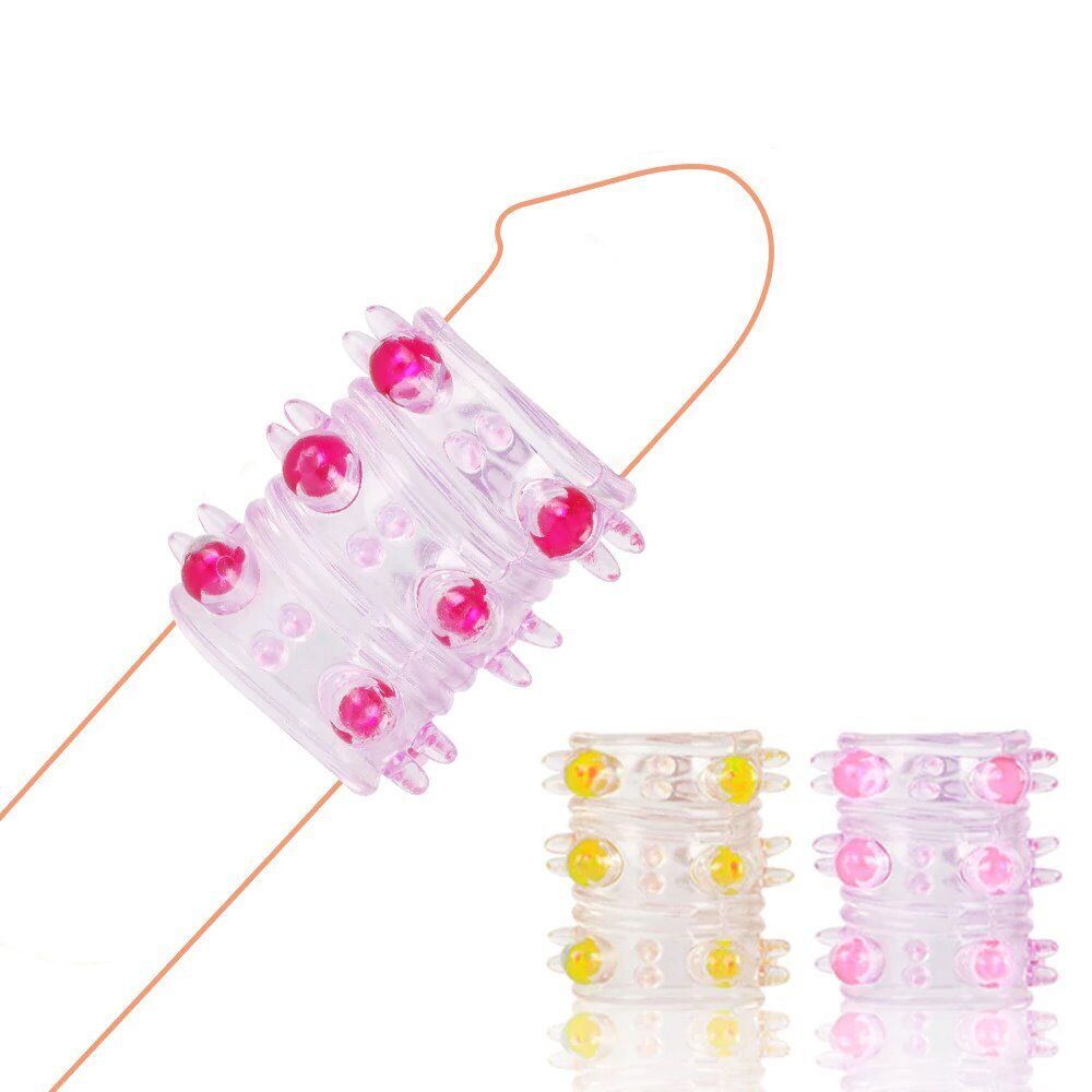 2pk Beaded Stimulating Texture Penis Cock Sleeve Ring Sex-toys for Couples Men