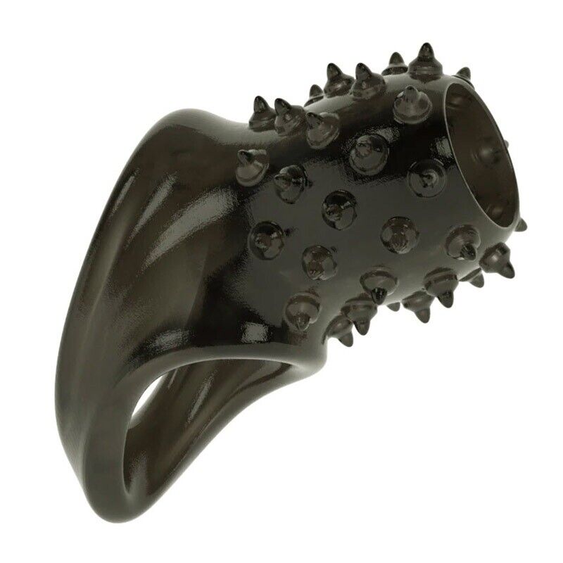 Nubby Male Penis Erection Enhancer Extension Sleeve Cock Cage Ball Ring Sheath