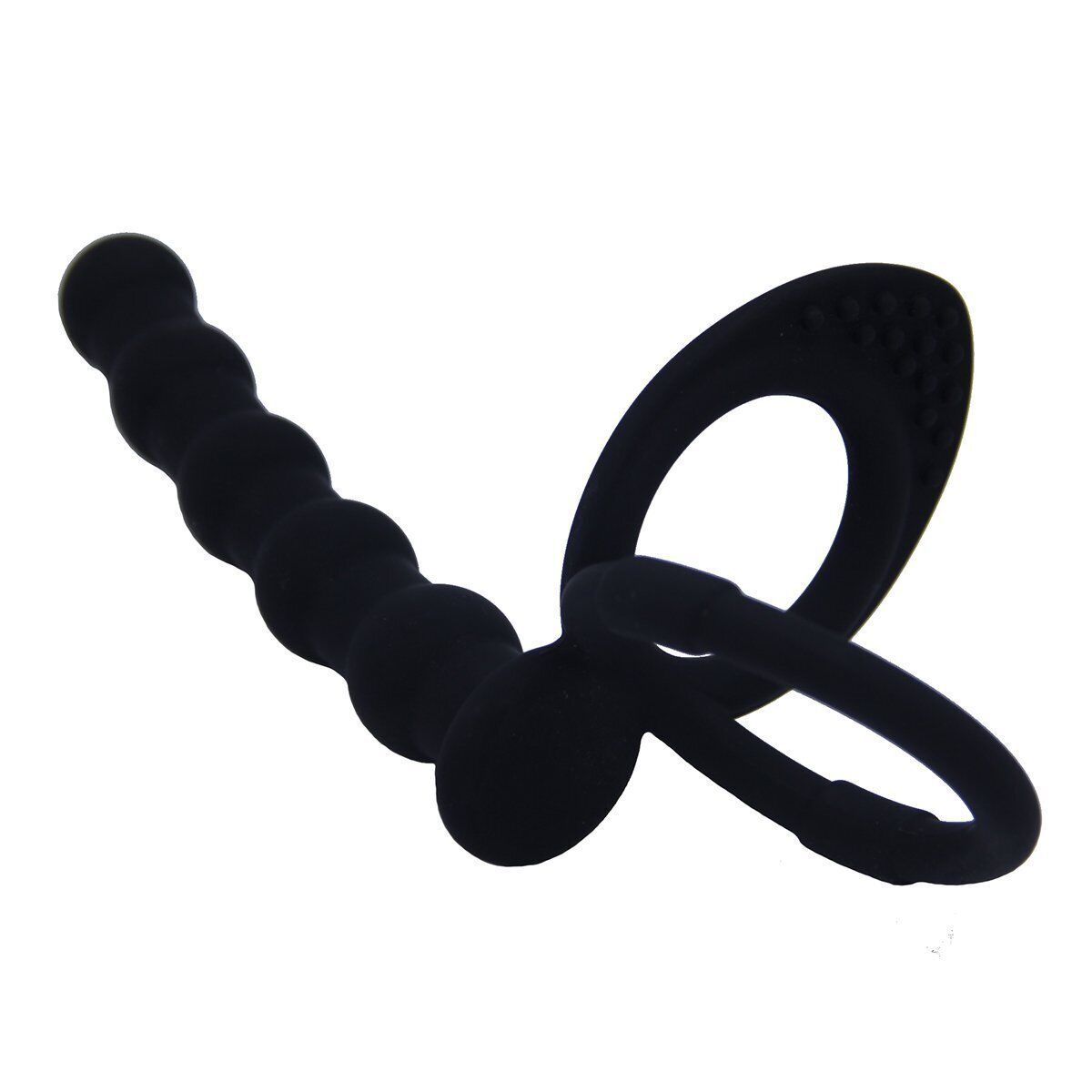 Silicone Dual Penetrator Double Penetration DP Anal Sex Beads Butt Plug CockRing