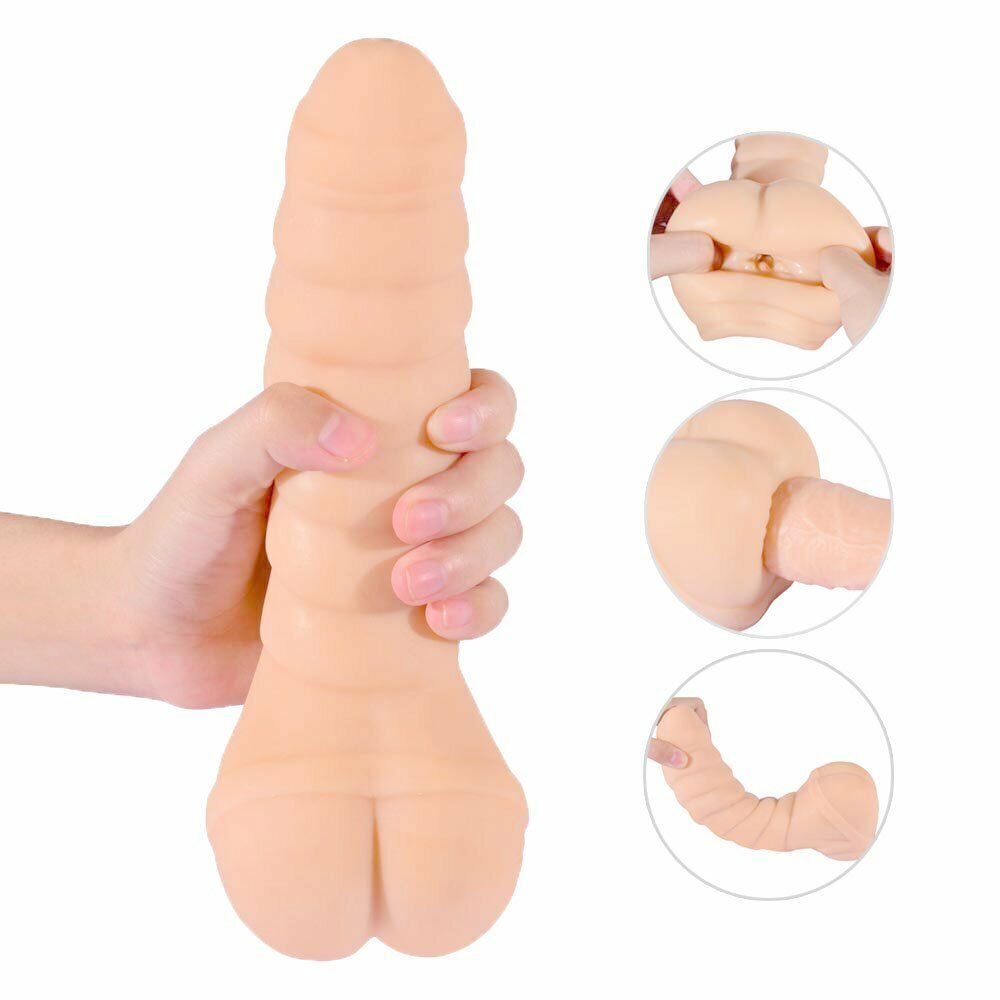 Realistic Male Penis Extension Cock Stroker Sleeve Masturbator Anal Sex Toy for