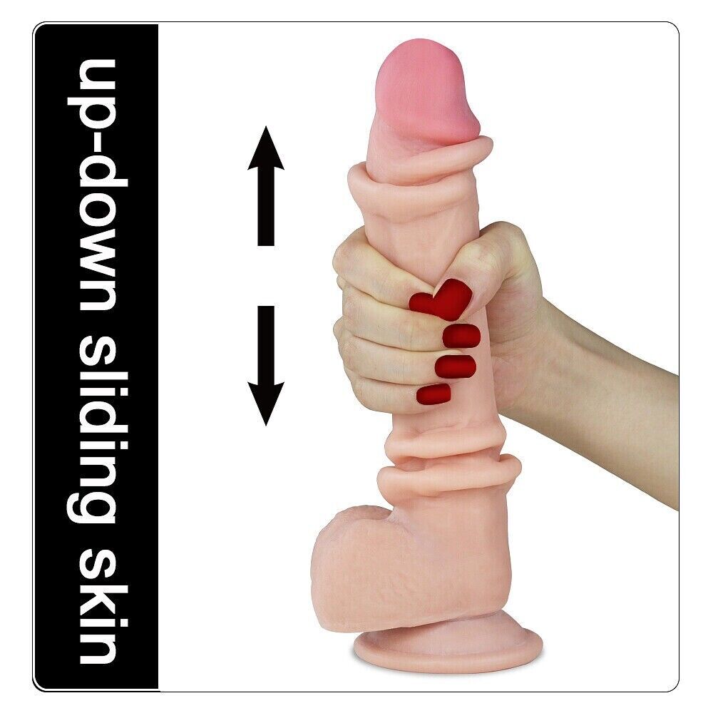9" Bendable Realistic Soft Sliding Skin G-spot Anal Dildo Dong Suction Cup