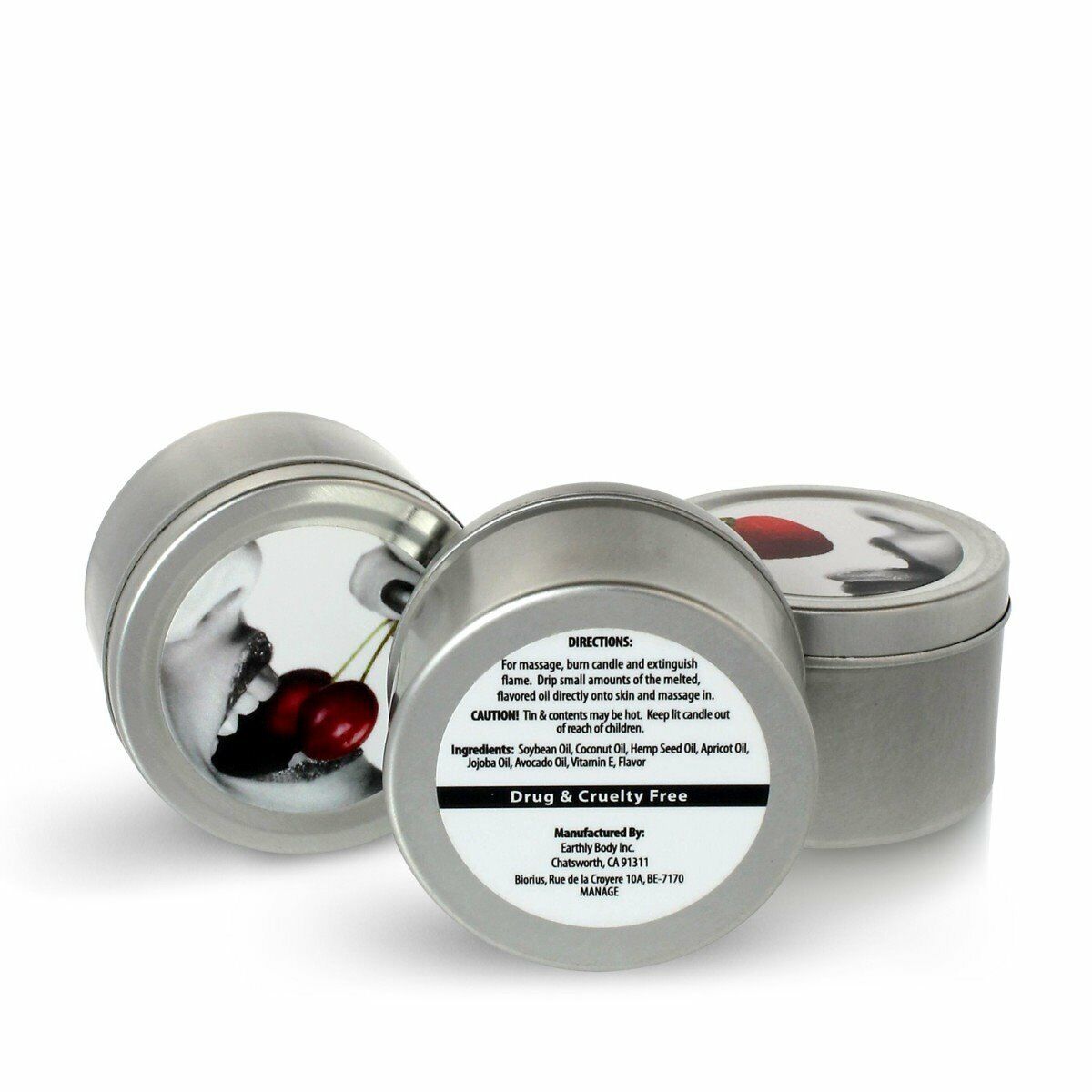 Earthly Body Edible Massage Oil Candle Sampler Cherry Grape Strawberry Flavored