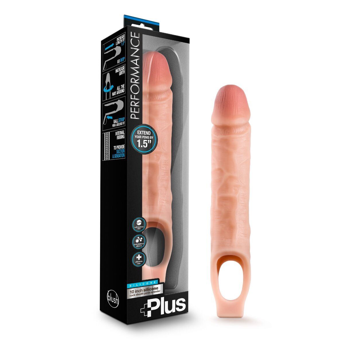 10" Silicone Cock Sheath Male Penis Extension Extender Girth Enhancer Enlarger