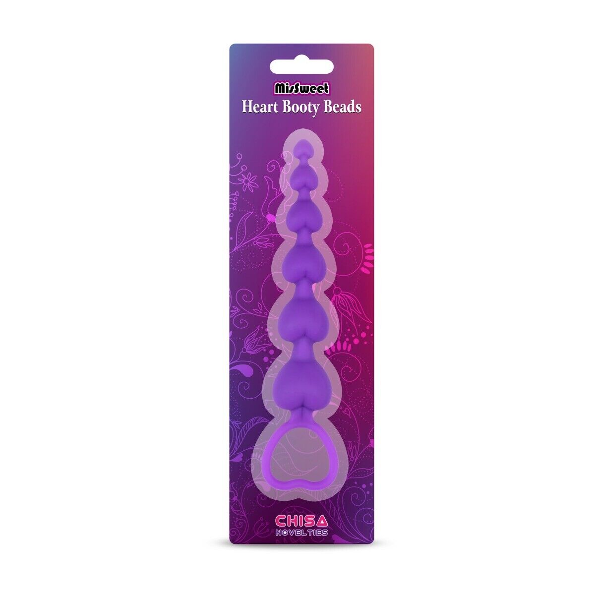 Purple Silicone Heart Booty Anal Beads Butt Plug Anal Play Train Sex Toys