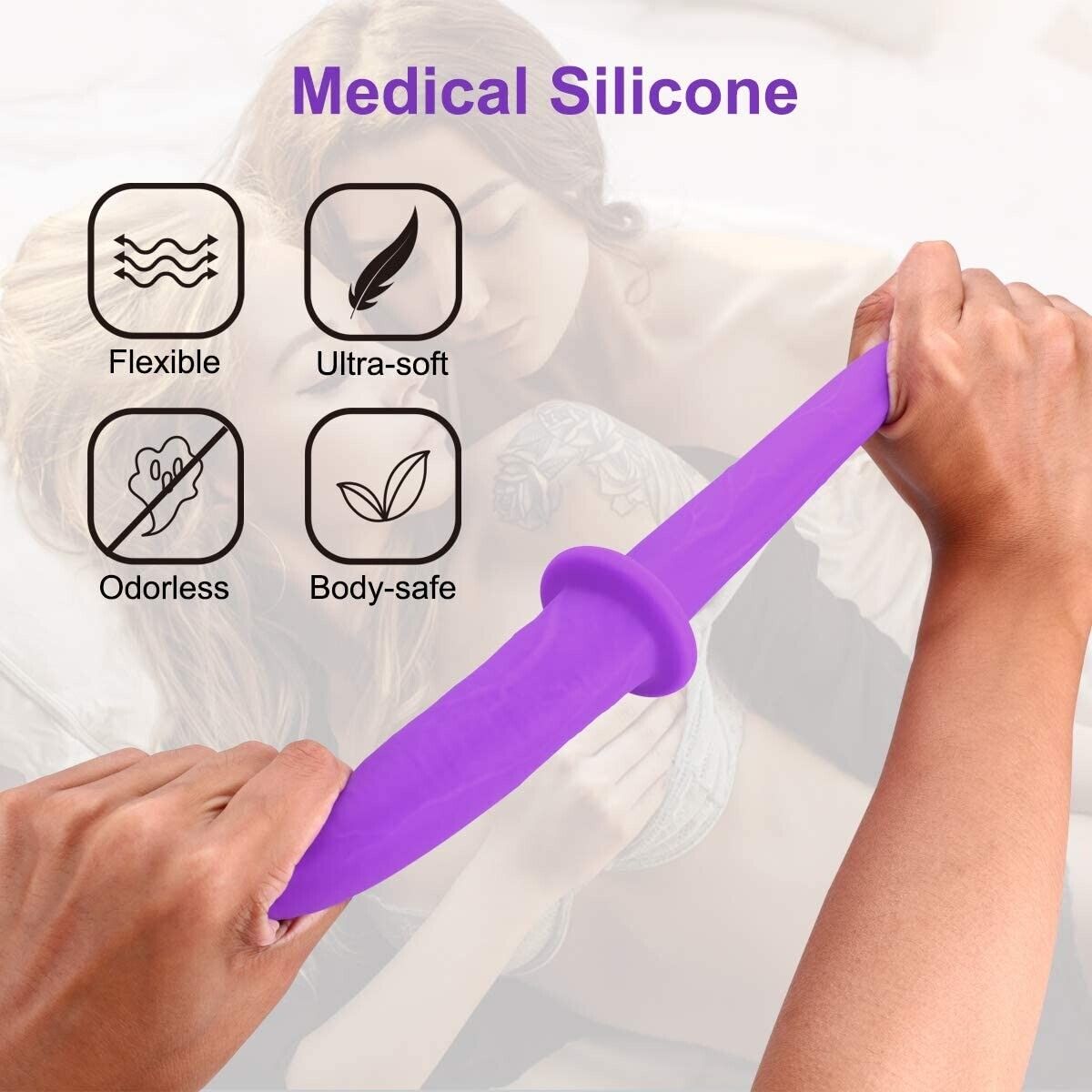 Silicone Bendable Strapless Strap-on Double End Dildo Sex-toy for Women Lesbian