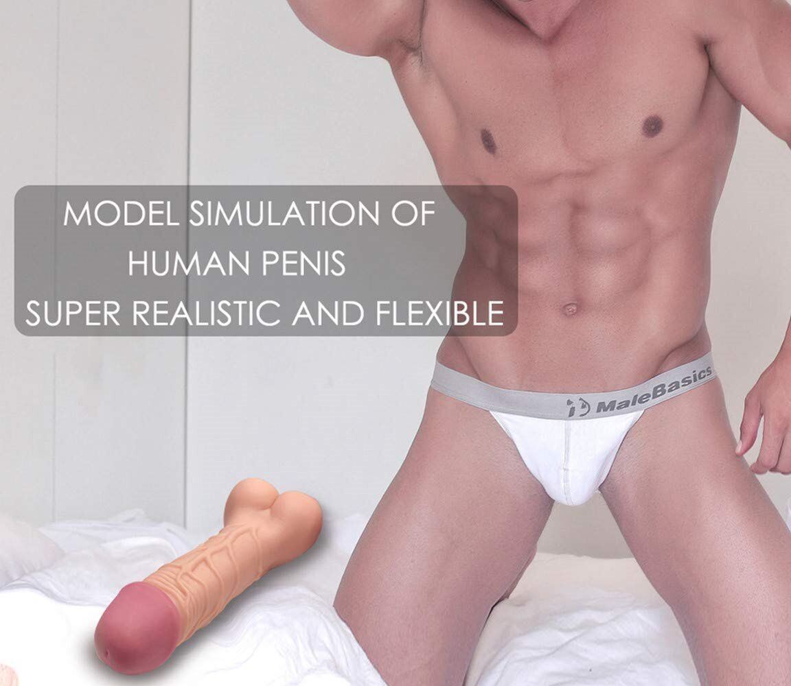 Realistic Male Penis Extension Cock Stroker Sleeve Masturbator Anal Sex Toy for